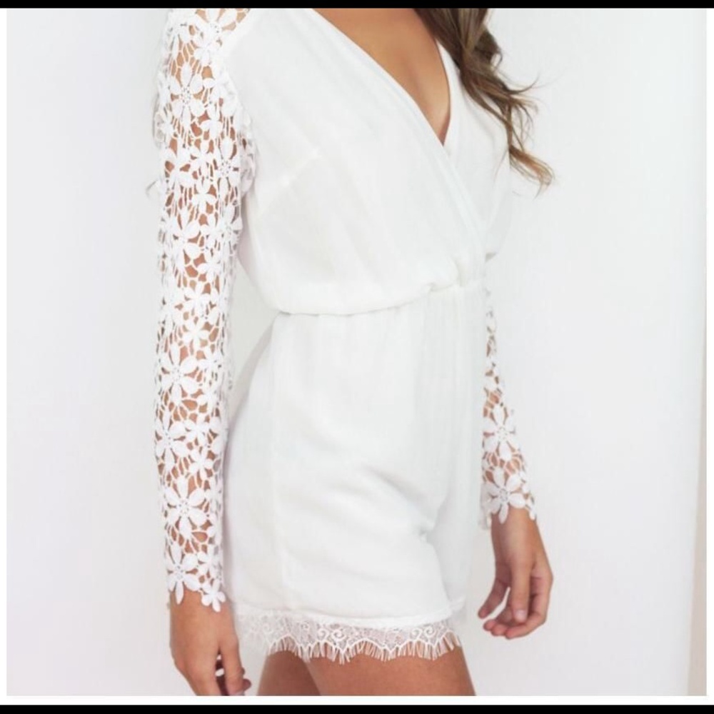 Crochet Flower long sleeved Romper (NWT)